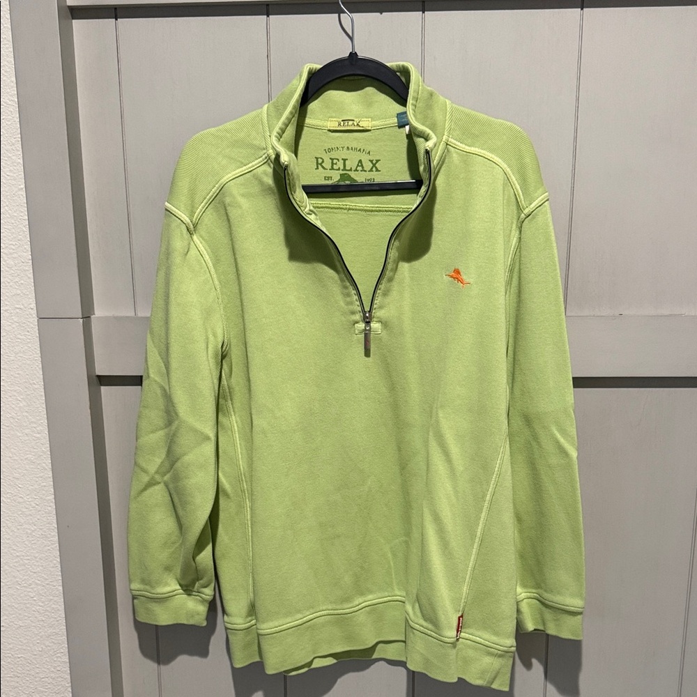 Tommy Bahama Lime Green Zip-Up Sweater